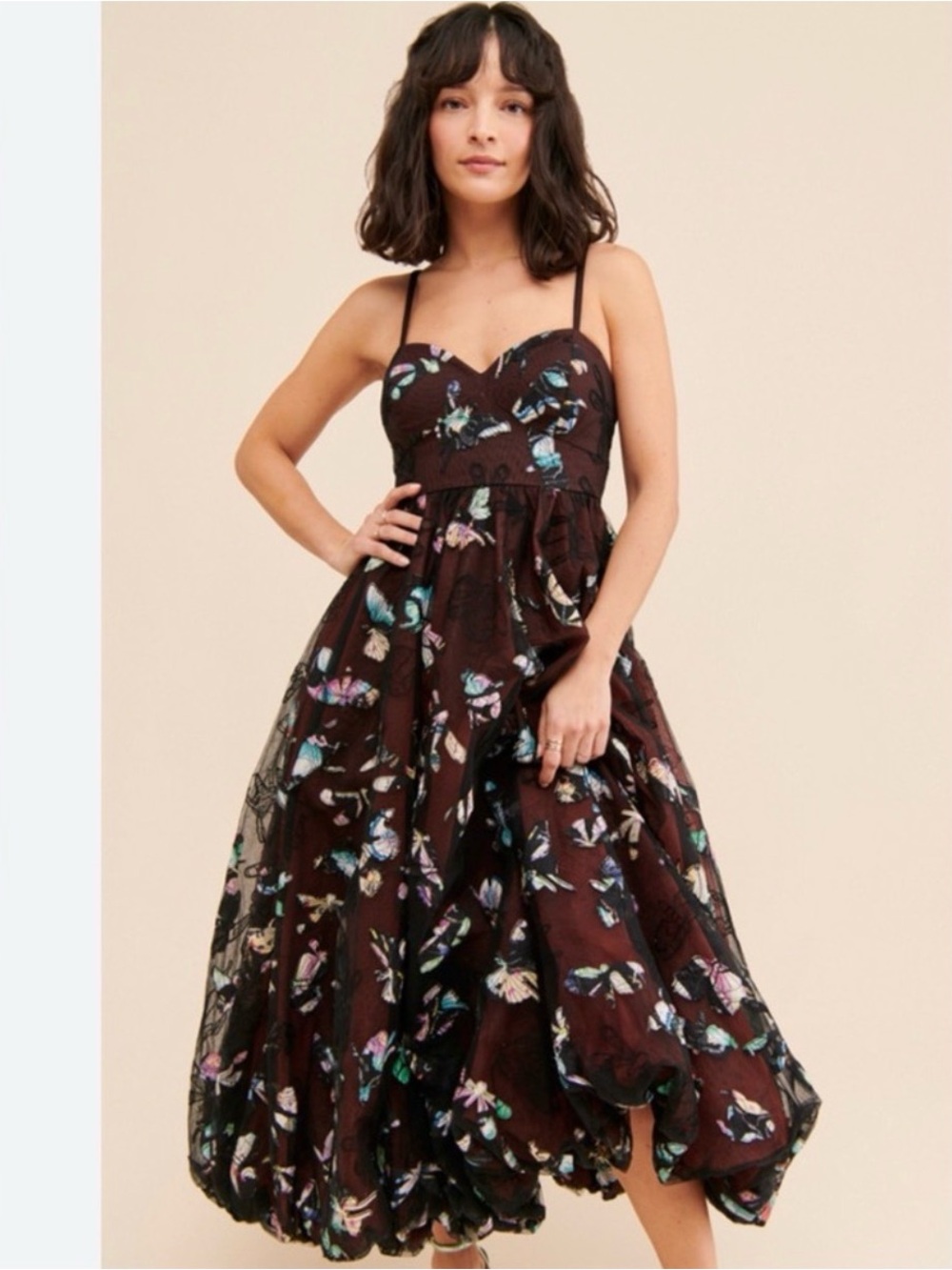 NEW Geishia Design Butterfly appliqué bubble Midi Dress - Size XL